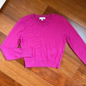 Intermix Fuscia Long Sleeve Cropped Crew Neck Sweater Sz Medium